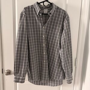 Brooks Brothers Supima Cottom Black and White Plaid Shirt Size Extra Large XL